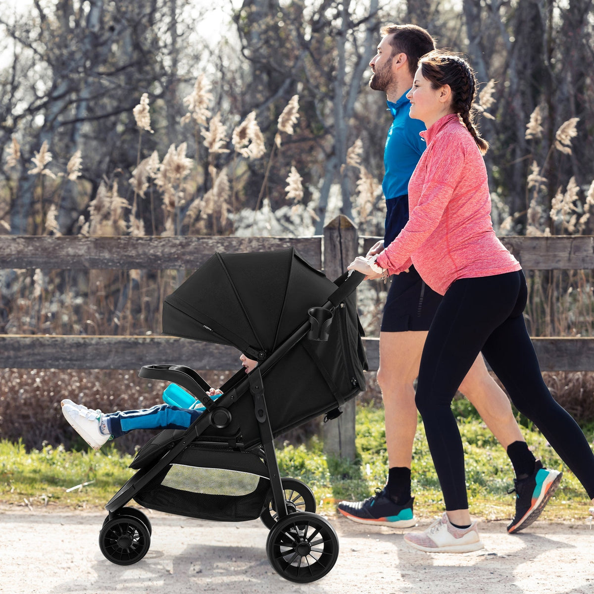 Baby Jogging Stroller with Adjustable Canopy for Newborn