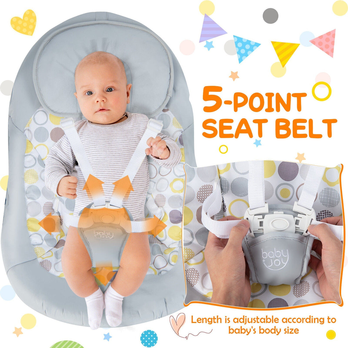 Electric Foldable Baby Rocking Chair with Adjustable Backrest