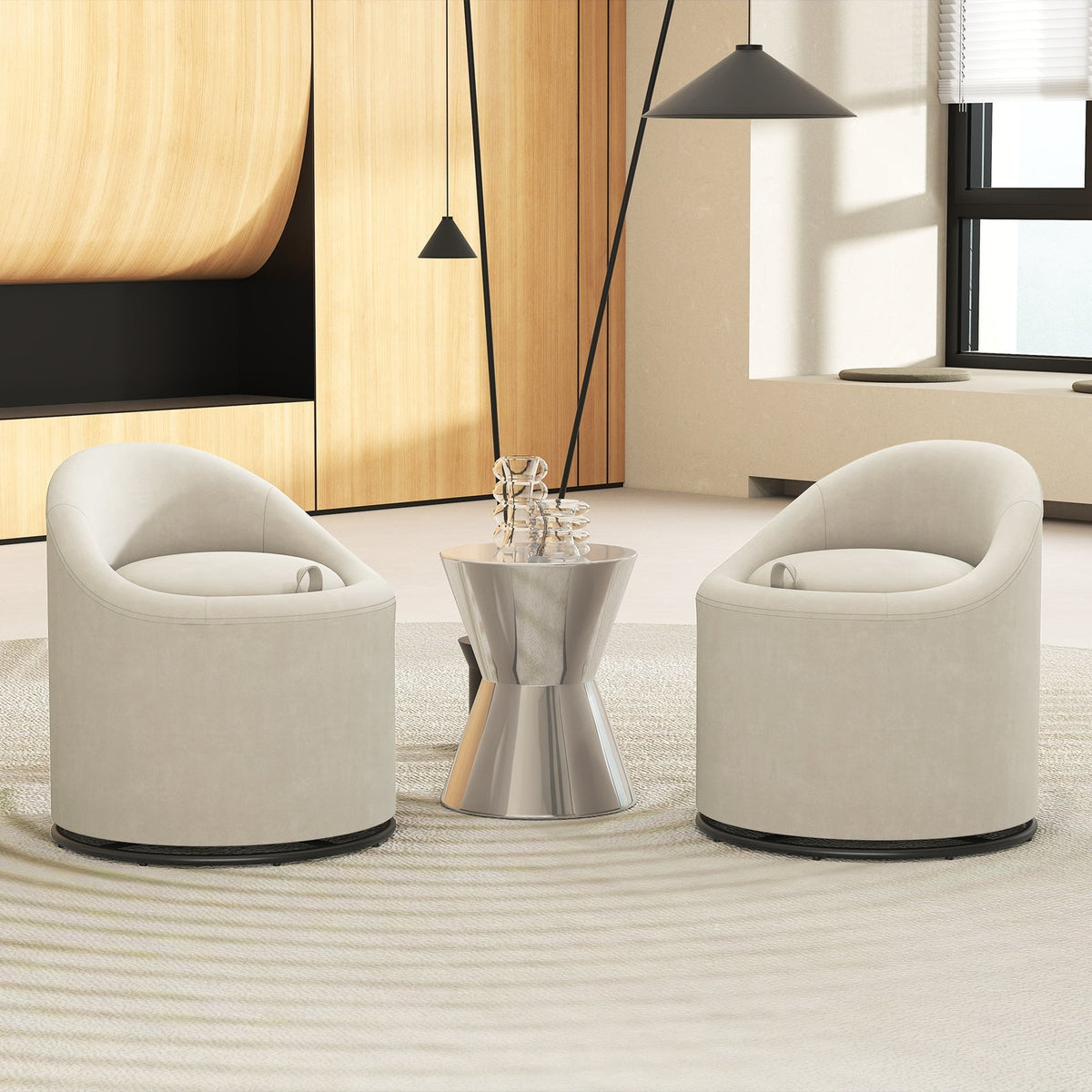 Barrel Chair with Storage 360¬∞ Swivel Upholstered Vanity Chair