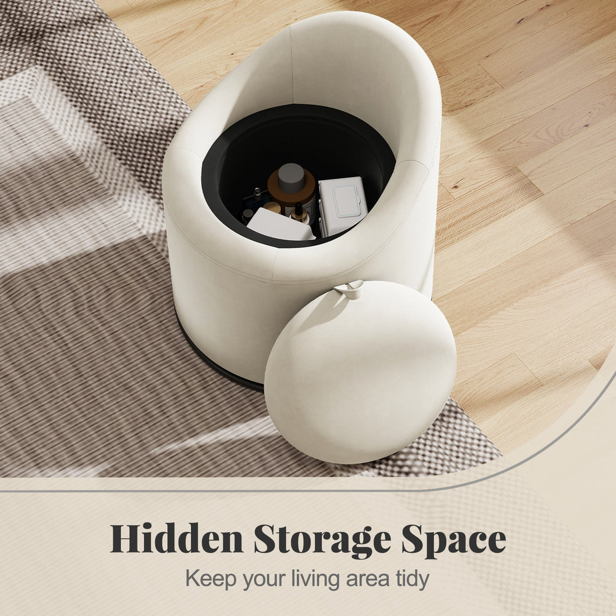 Barrel Chair with Storage 360¬∞ Swivel Upholstered Vanity Chair