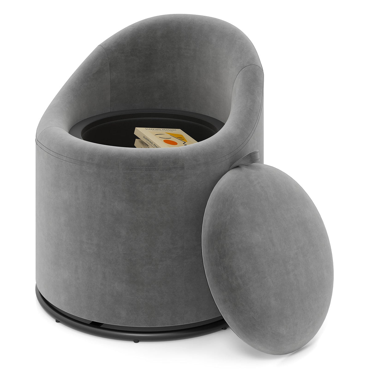 Barrel Chair with Storage 360¬∞ Swivel Upholstered Vanity Chair
