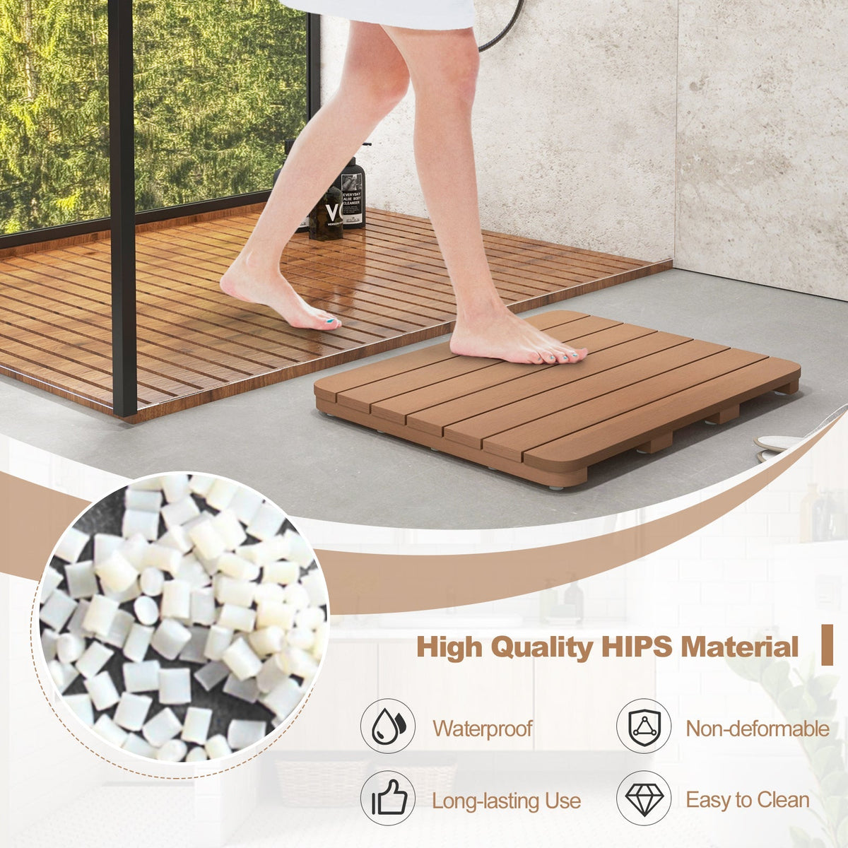 Alfombrilla de ducha HIPS impermeable para spa de baño con almohadillas antideslizantes para los pies