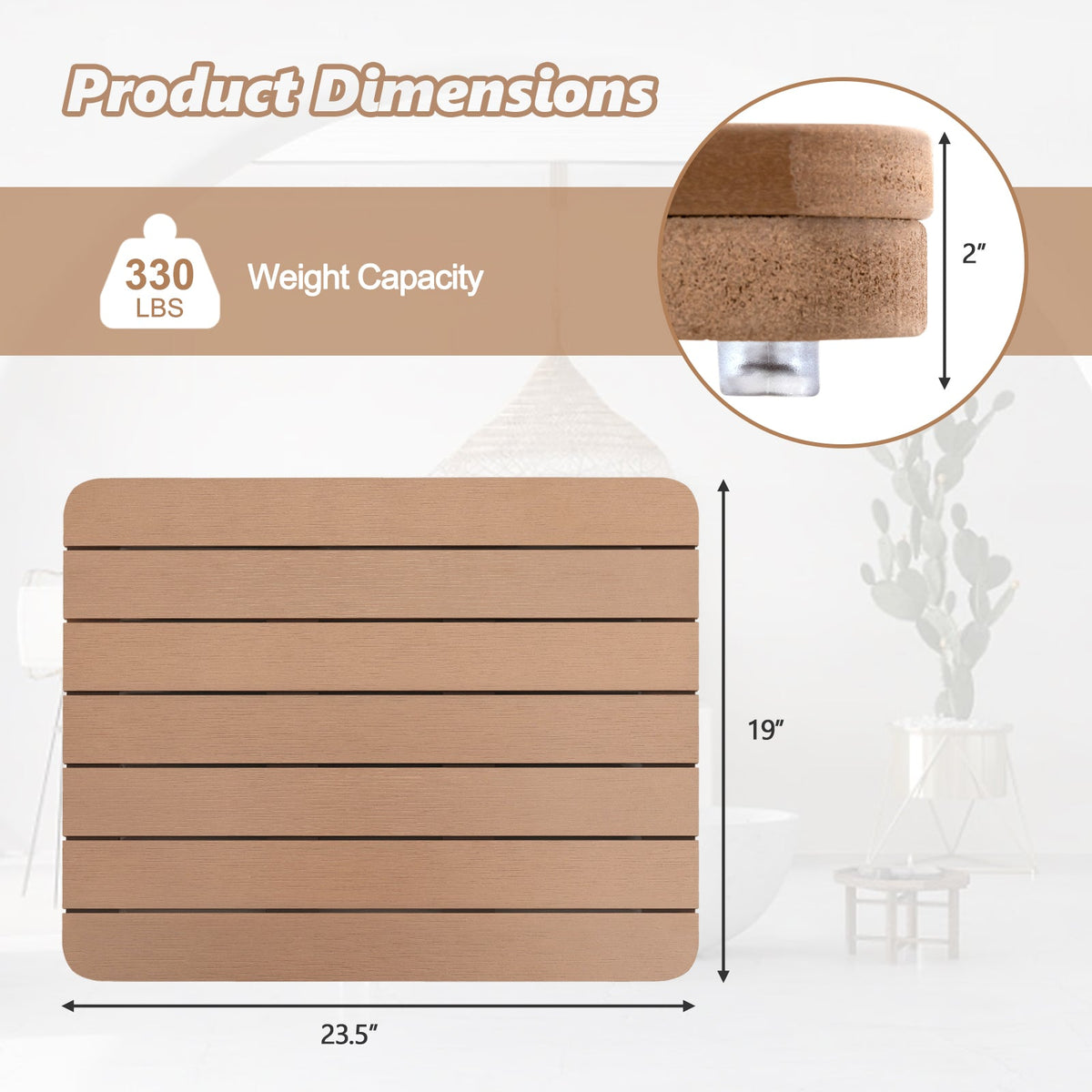 Alfombrilla de ducha HIPS impermeable para spa de baño con almohadillas antideslizantes para los pies