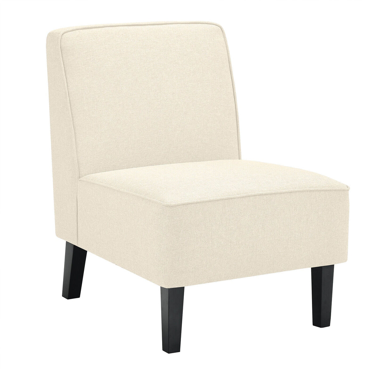 Modern Armless Accent Sofa Chair with Rubber Wood Legs