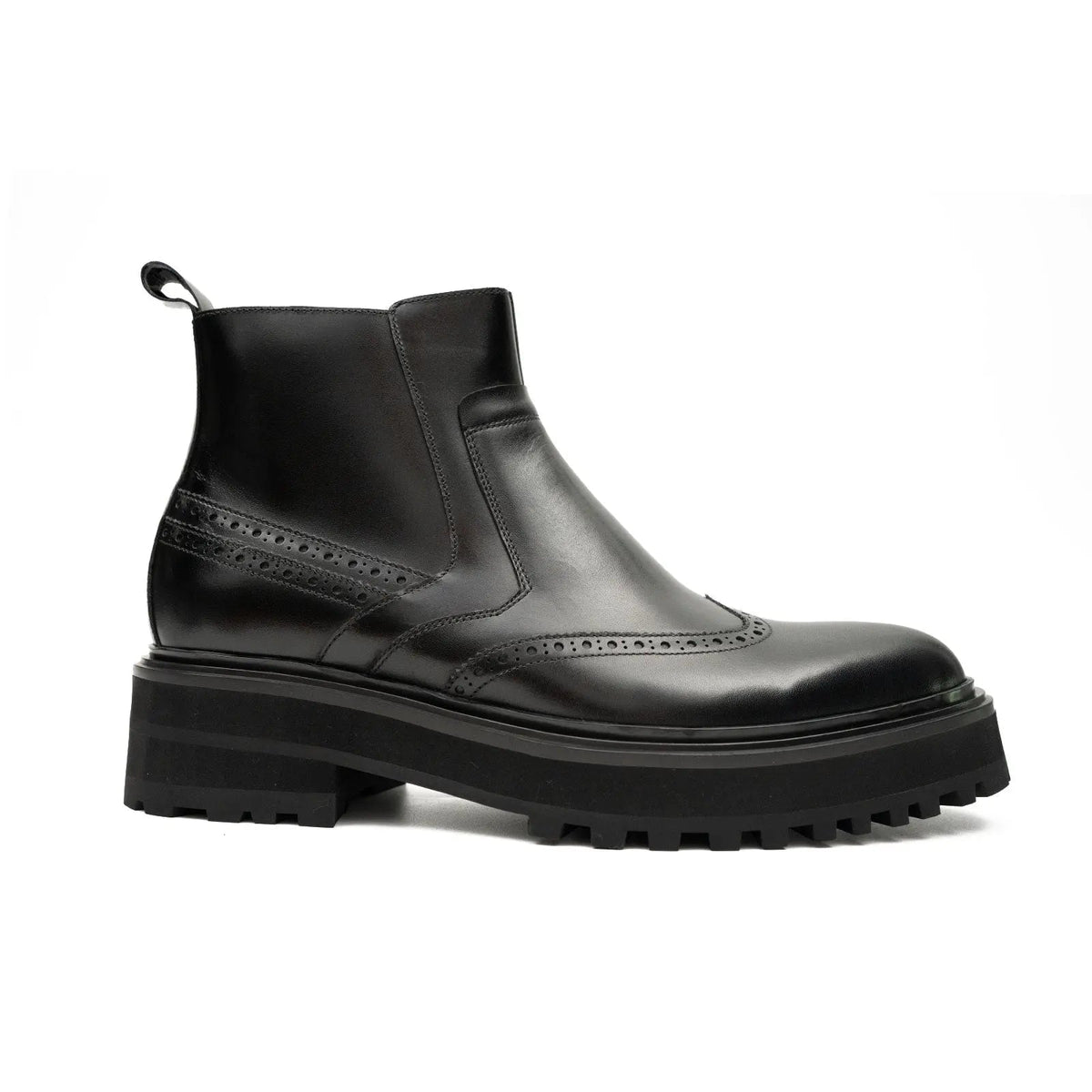Black Wingtip Brogue Chelsea Boots