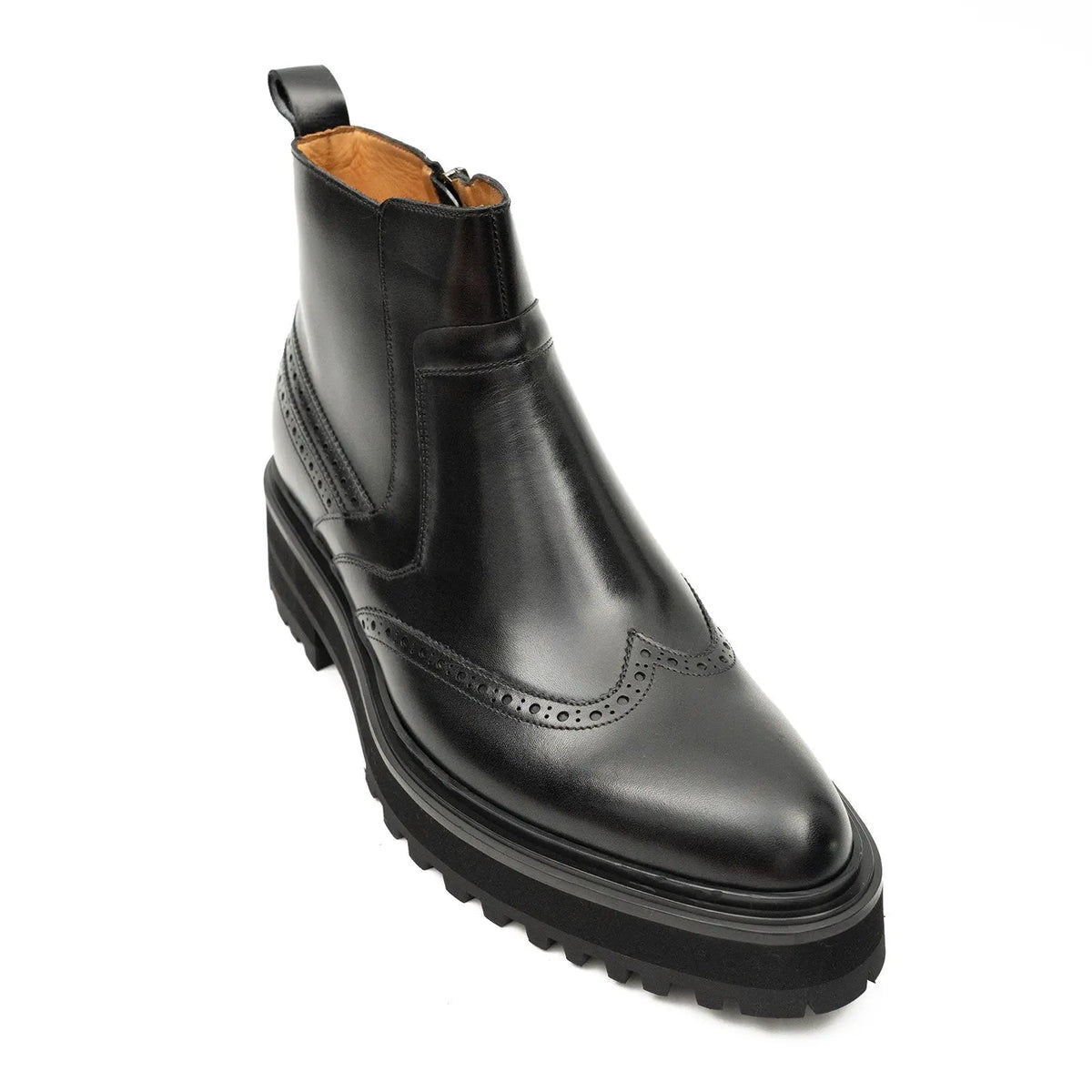 Black Wingtip Brogue Chelsea Boots