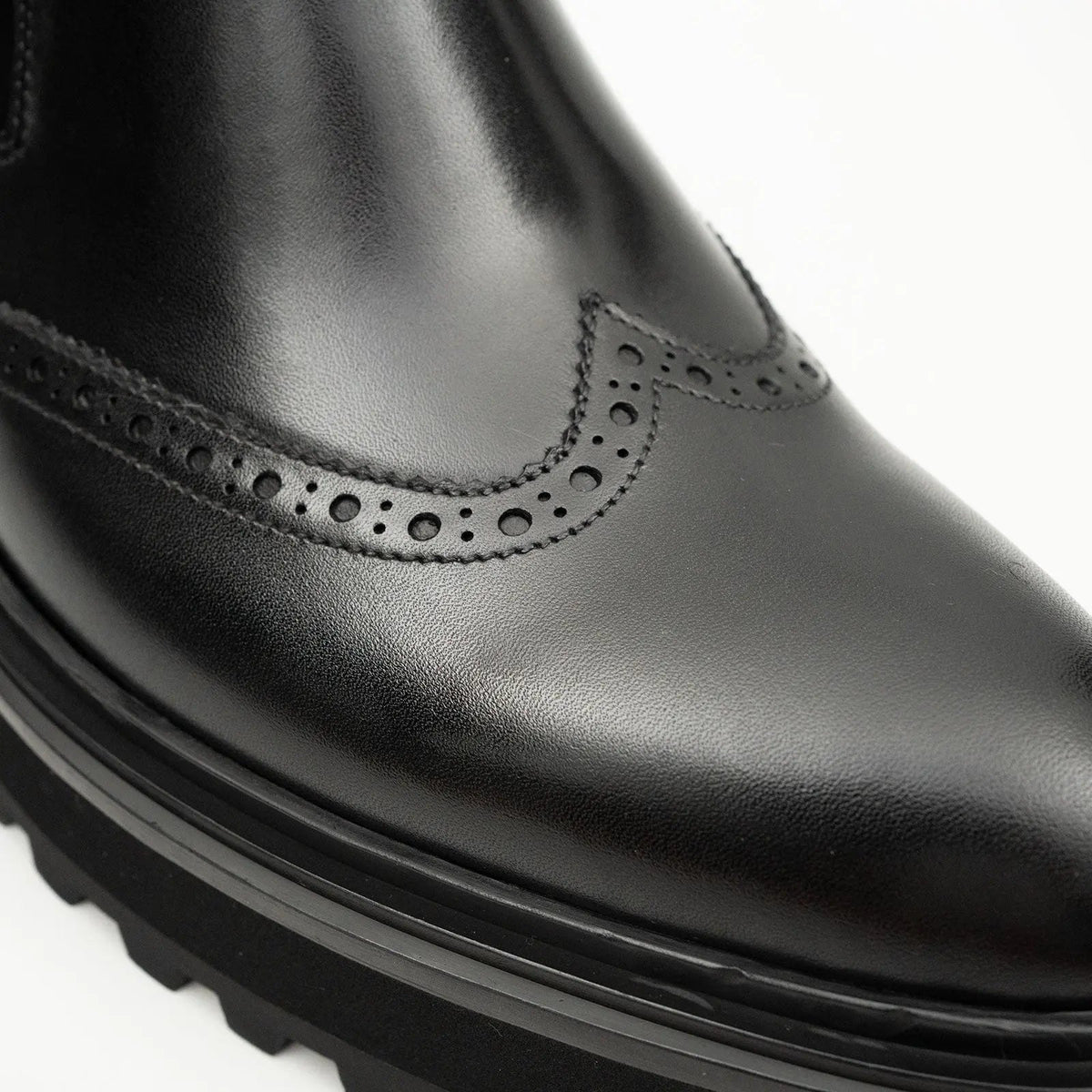 Black Wingtip Brogue Chelsea Boots