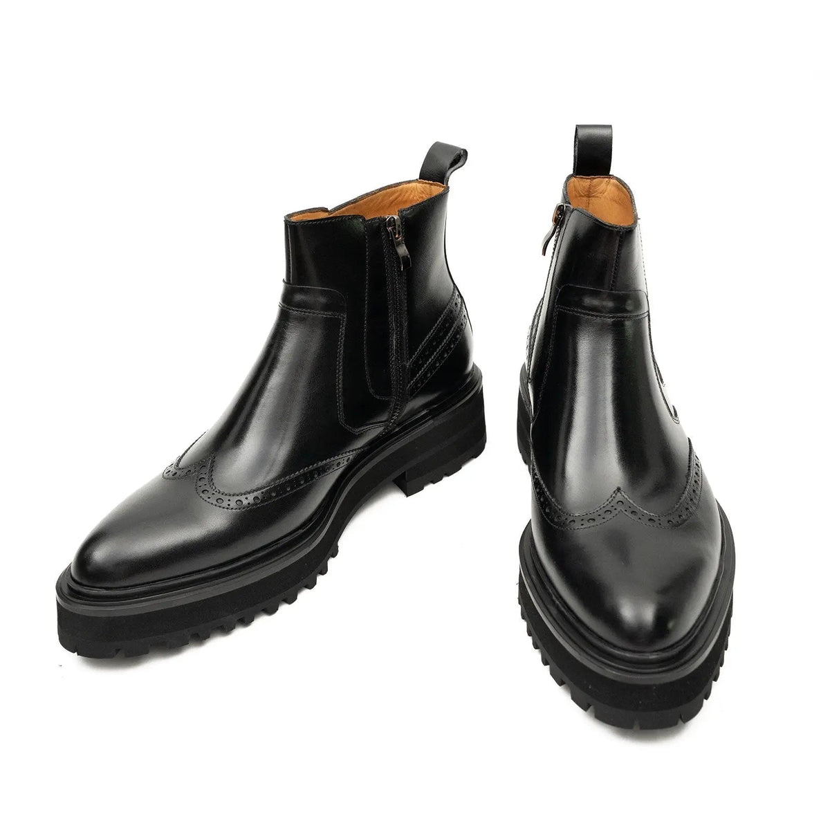 Black Wingtip Brogue Chelsea Boots