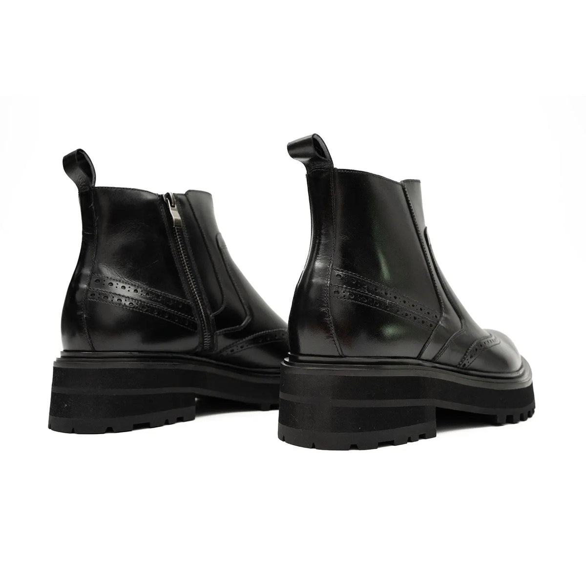 Black Wingtip Brogue Chelsea Boots