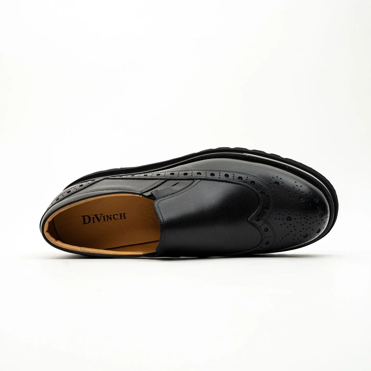 Black Wingtip Brogue Slip-On Shoes