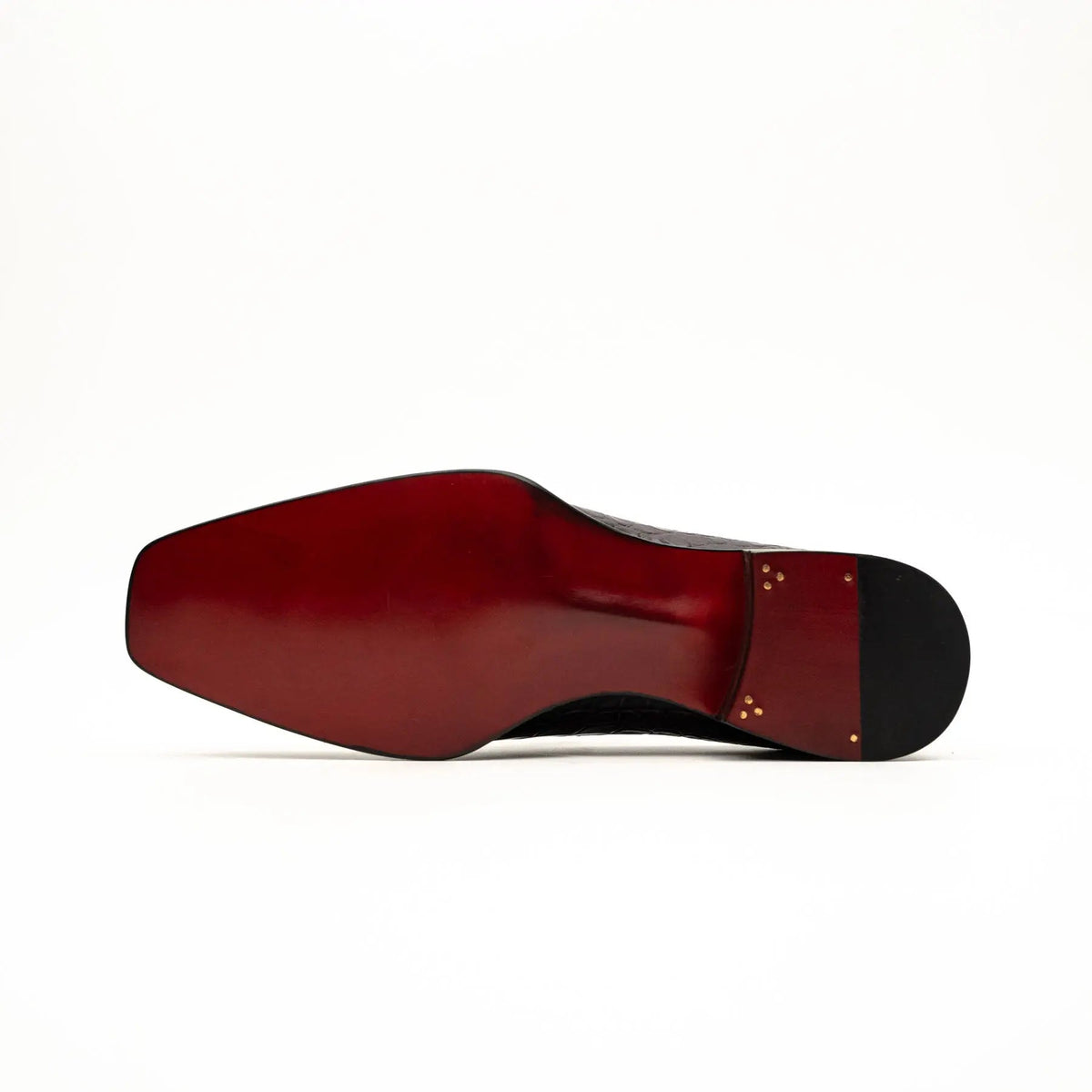 Burgundy-Black Apron-Toe Crocodile Leather Bit Loafers