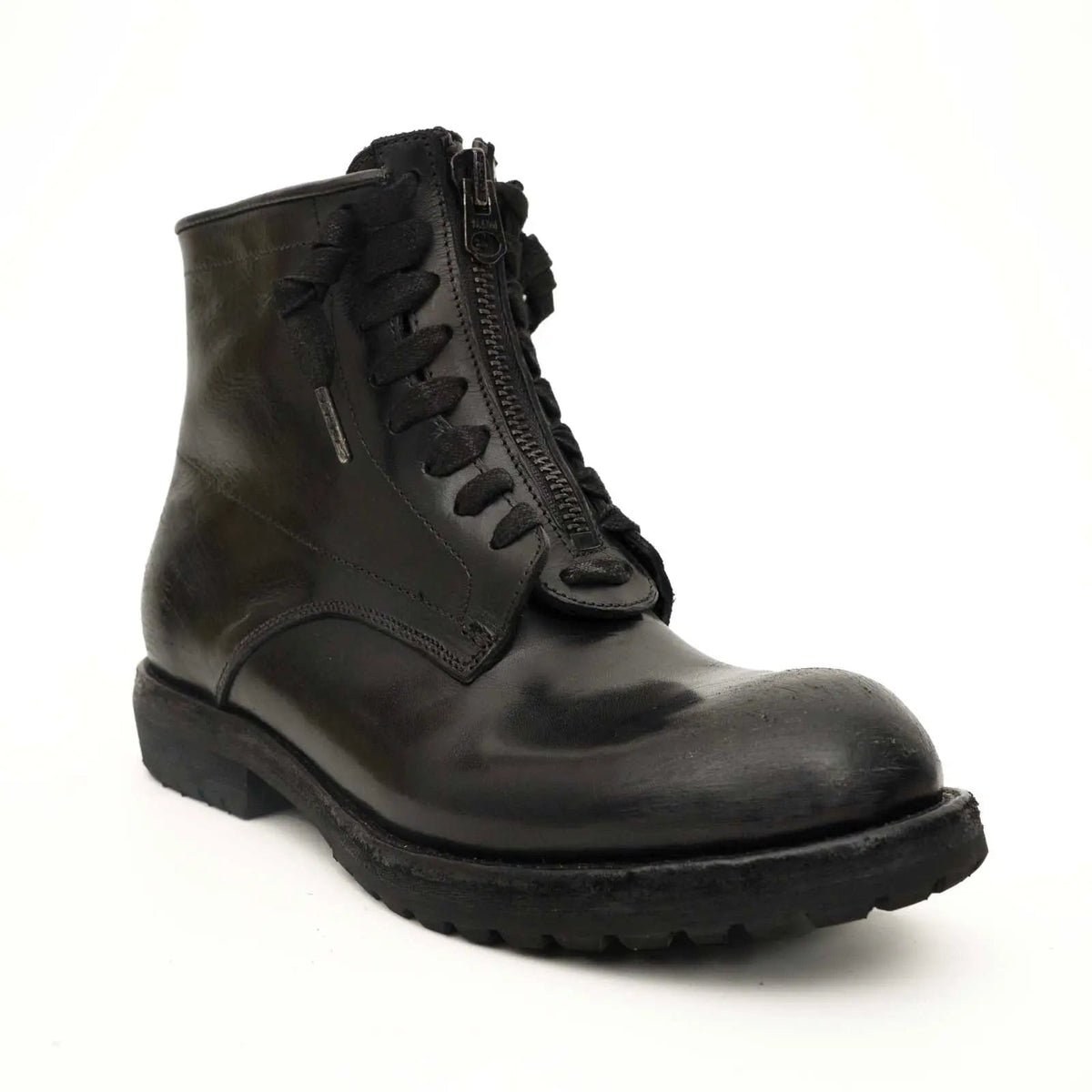 Black Plain-Toe Calf Leather Ankle Boots
