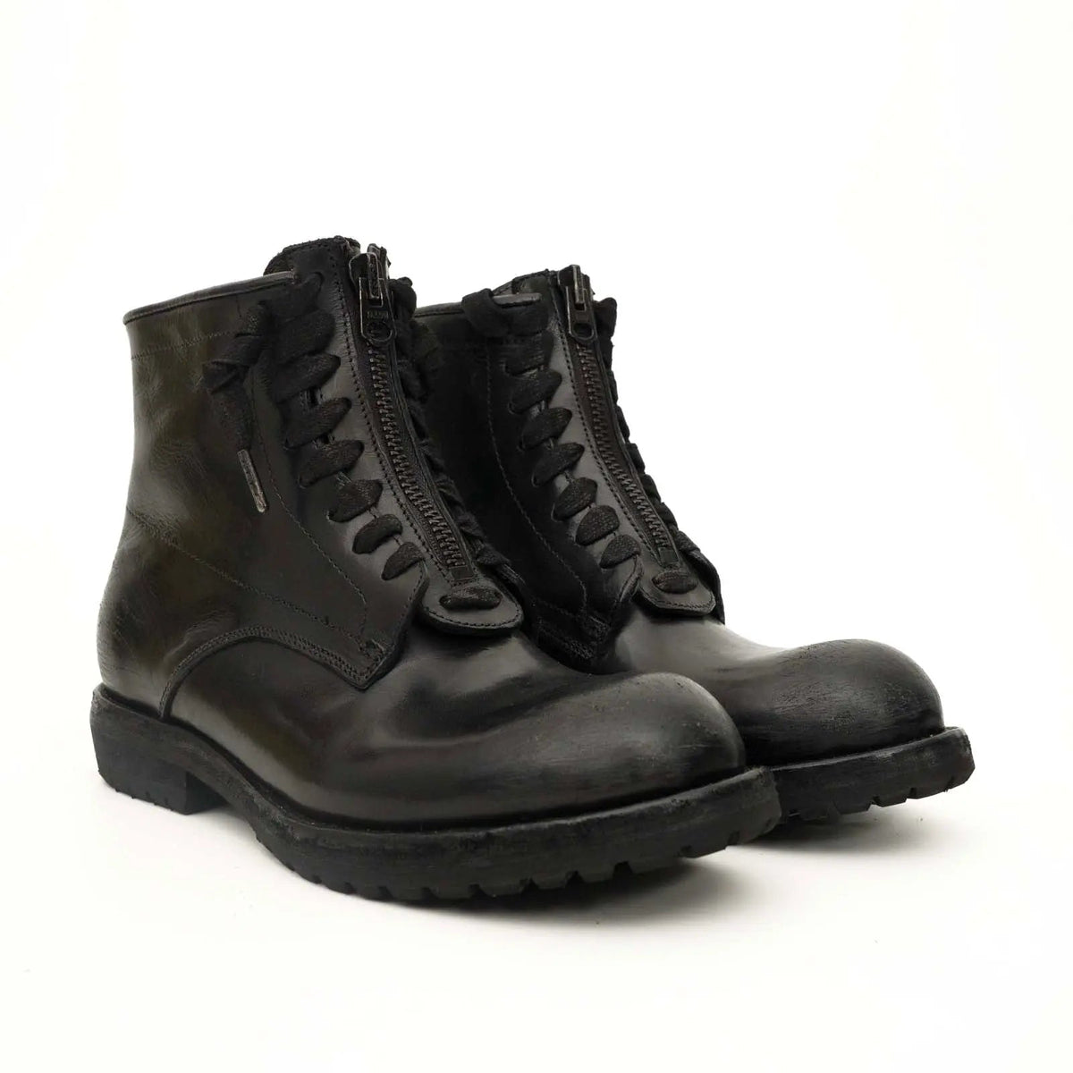 Black Plain-Toe Calf Leather Ankle Boots
