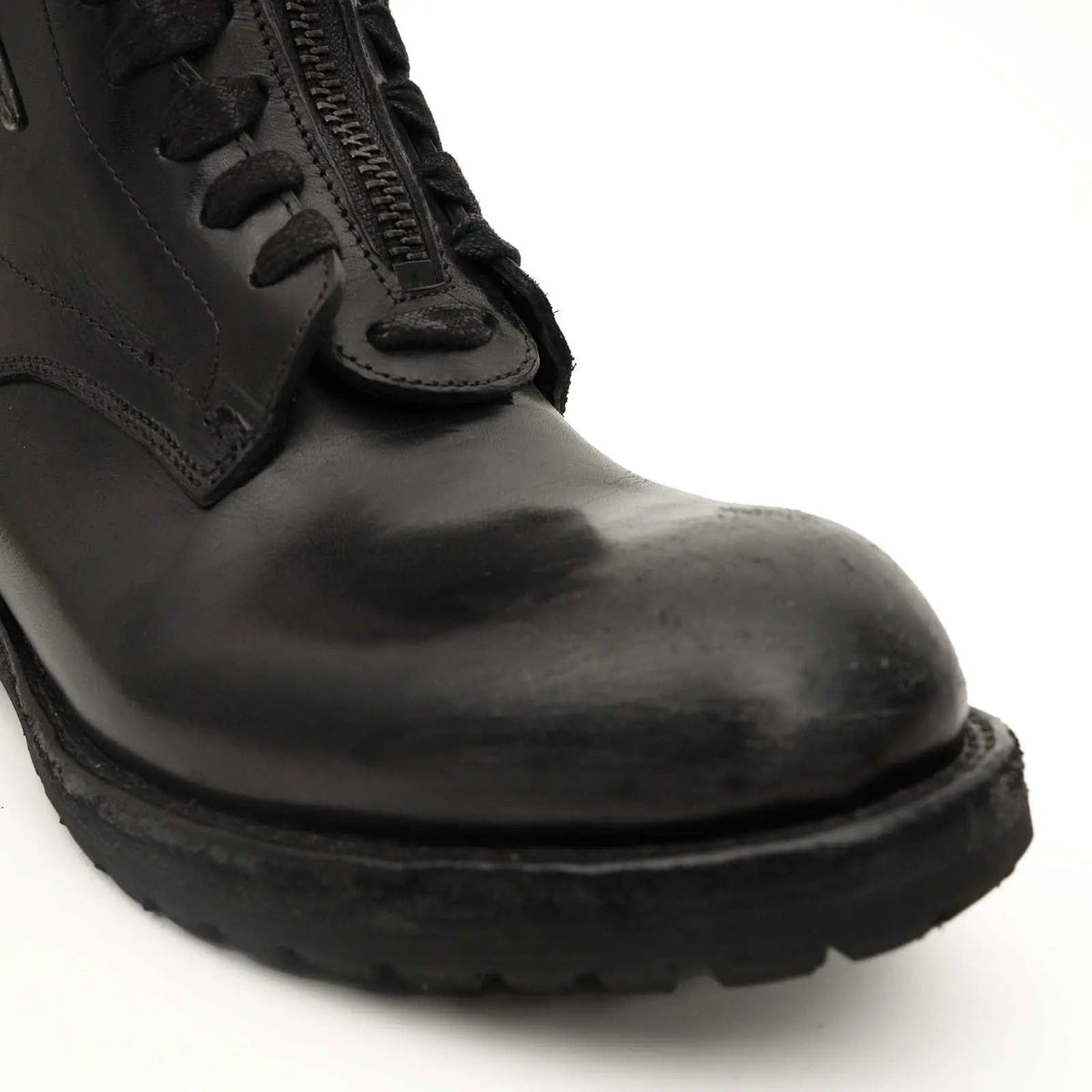 Black Plain-Toe Calf Leather Ankle Boots