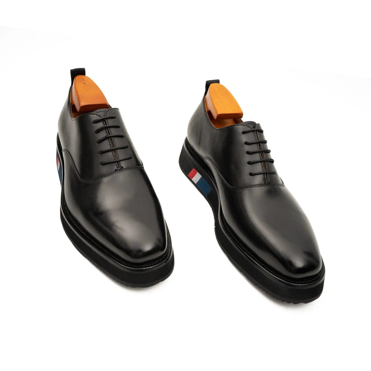 Black Plain-Toe Calf Leather Oxford Shoes