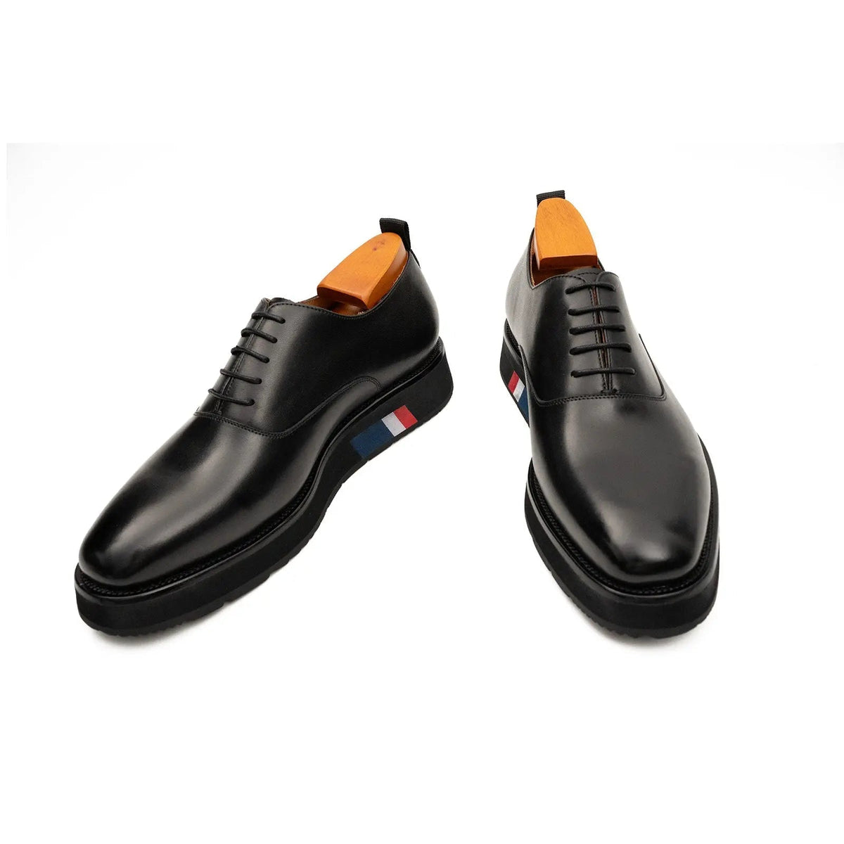 Black Plain-Toe Calf Leather Oxford Shoes