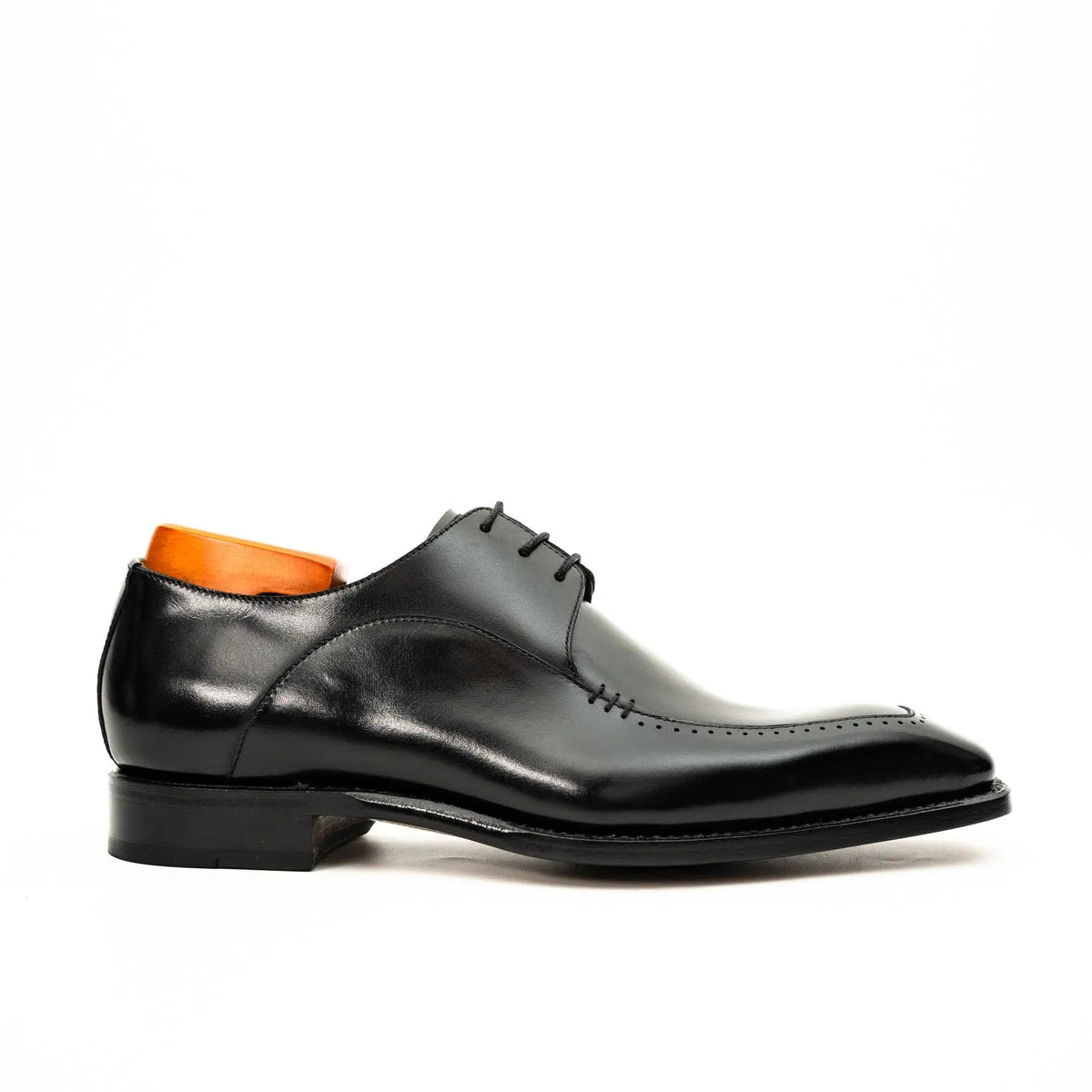Black Square-Toe Calf Leather Derby Shoes