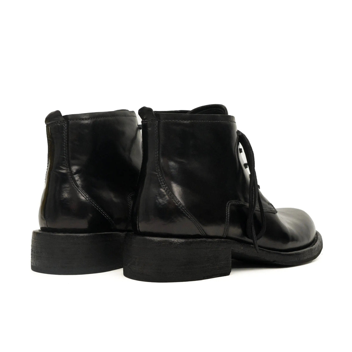 Black Washed Horse Butt Leather Ankle Boots