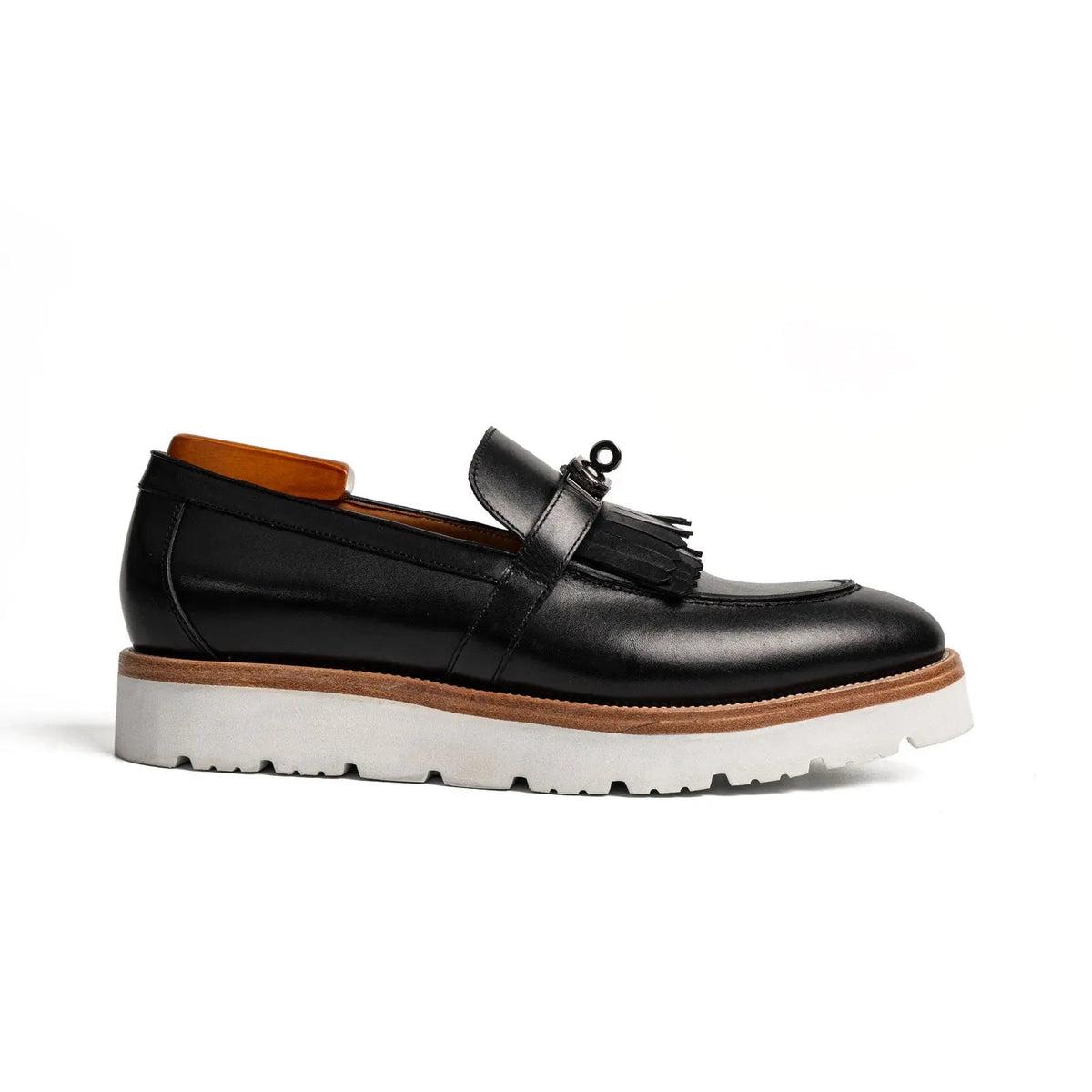 Black Kiltie Calf Leather Loafers