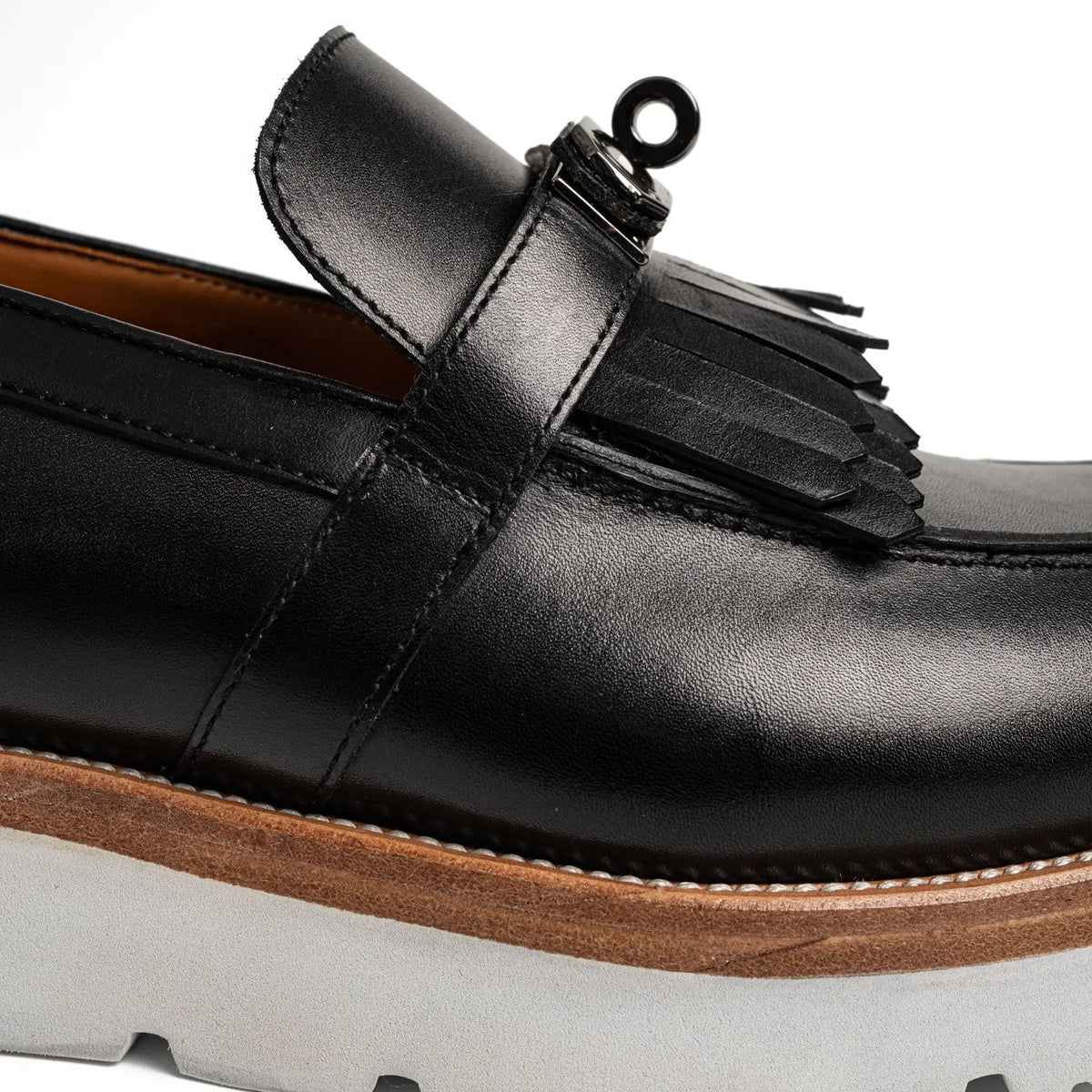 Black Kiltie Calf Leather Loafers