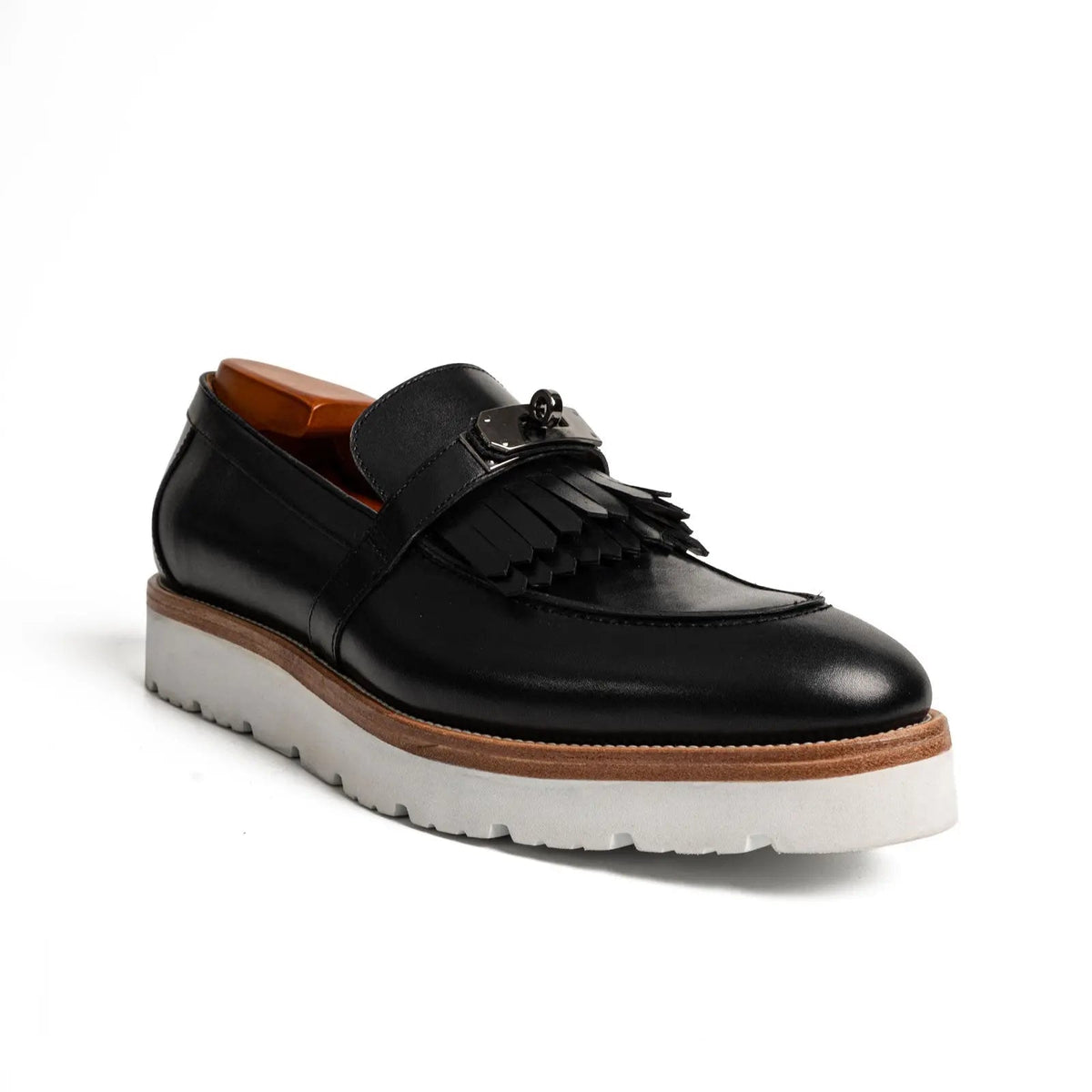 Black Kiltie Calf Leather Loafers