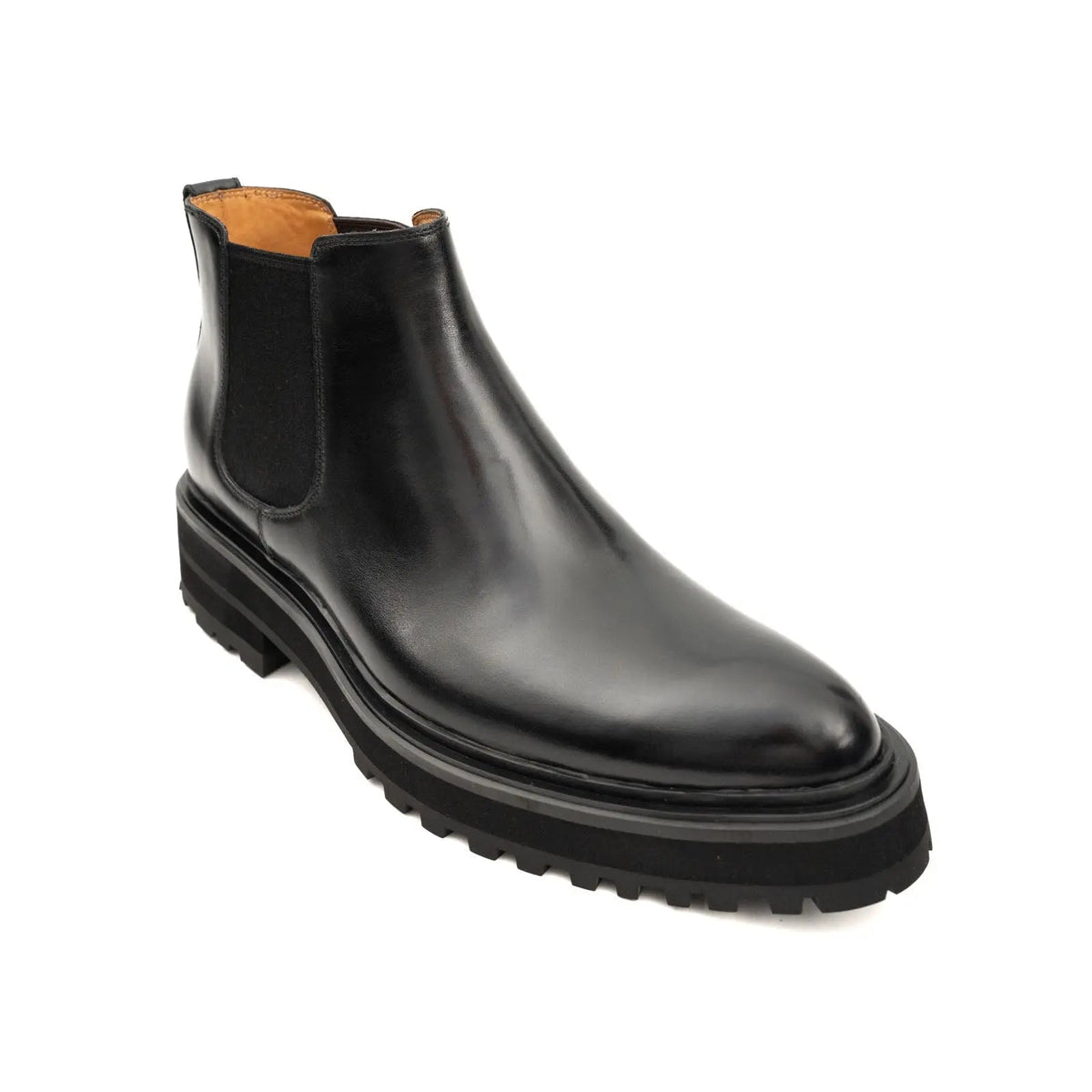 Black Calf Leather Chelsea Boots