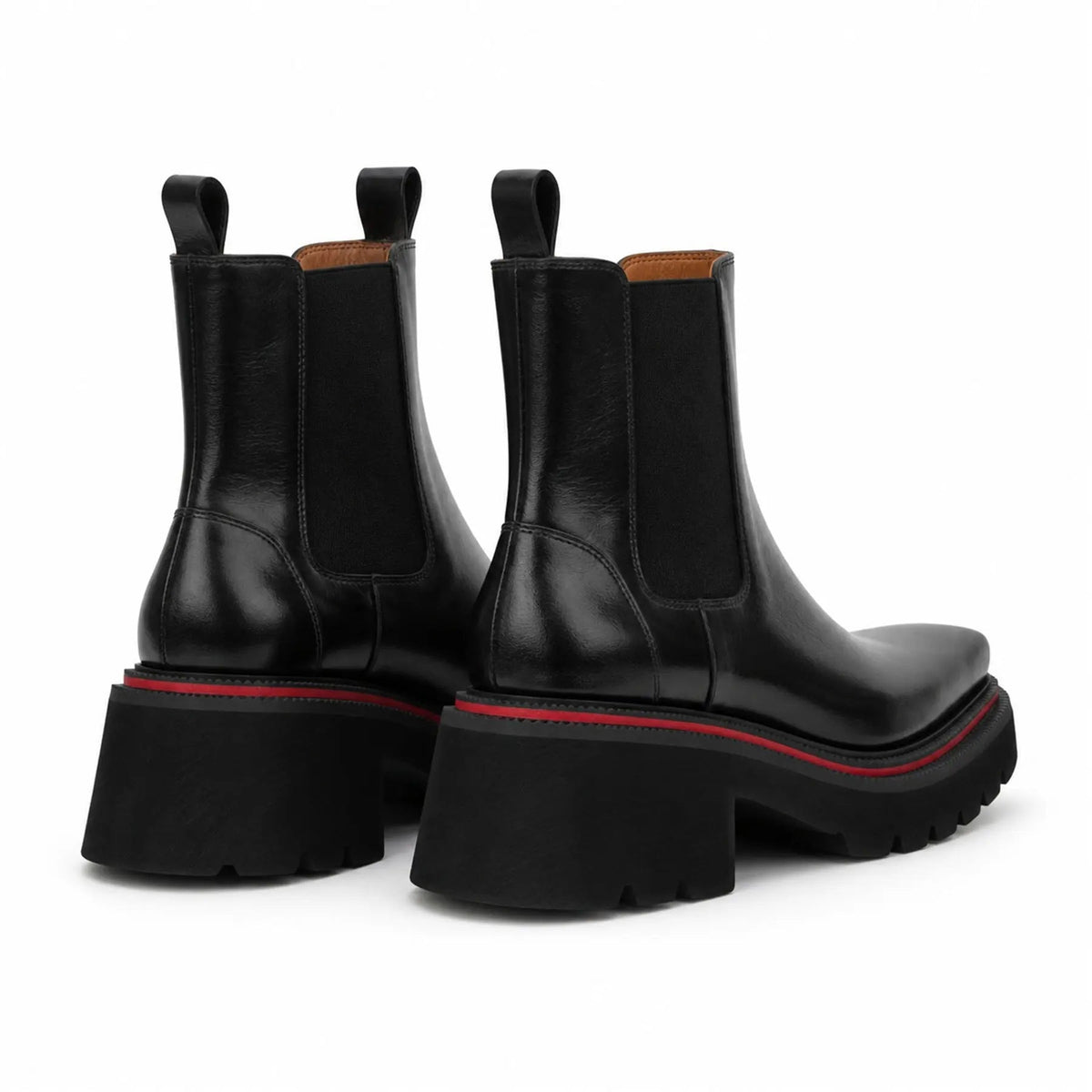 Black Square-Toe Calf Leather Chelsea Boots