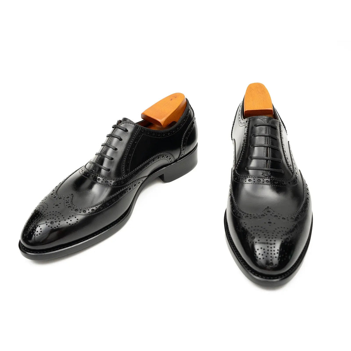 Black Wingtip Calf Leather Oxford Shoes