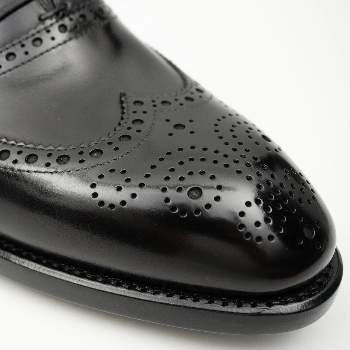 Black Wingtip Calf Leather Oxford Shoes