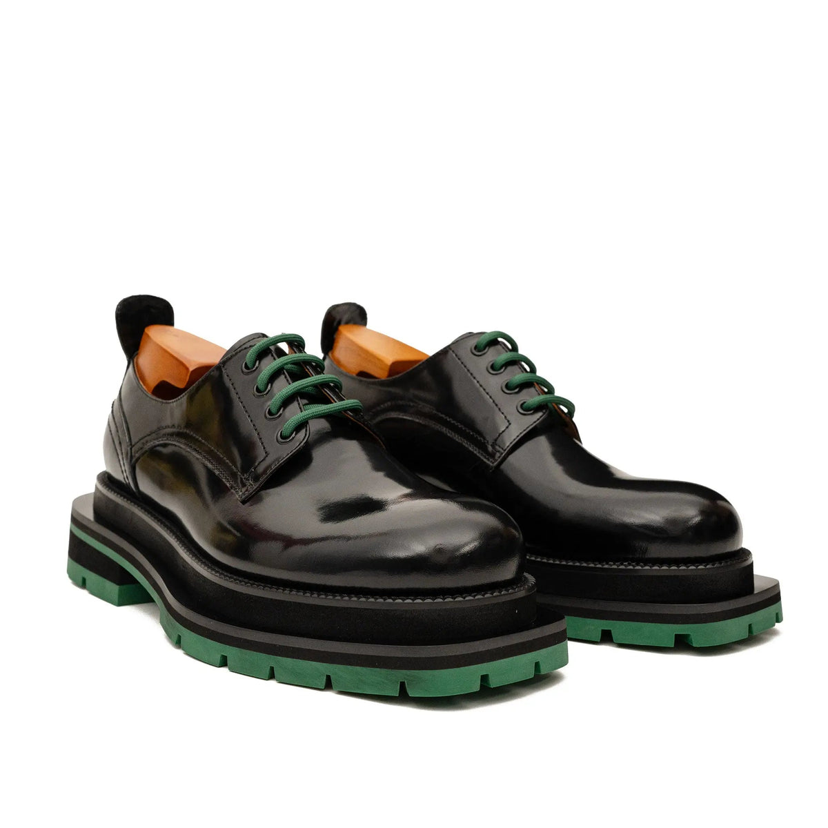 Black Plain-Toe Calf Leather Derby Shoes