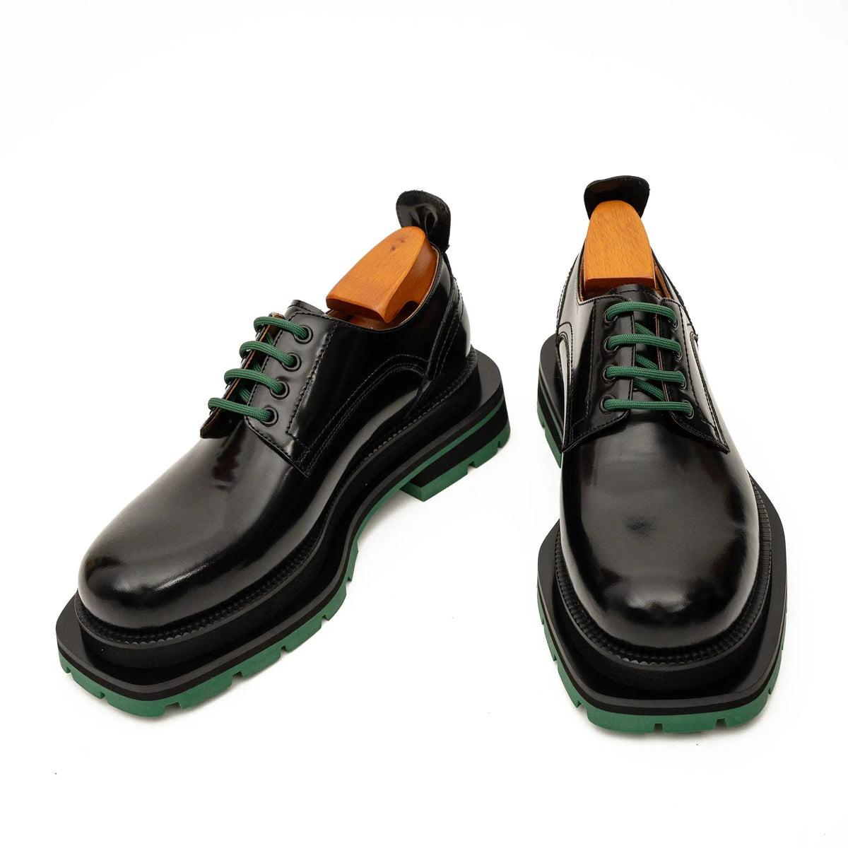 Black Plain-Toe Calf Leather Derby Shoes