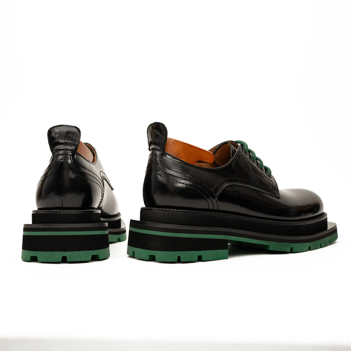 Black Plain-Toe Calf Leather Derby Shoes