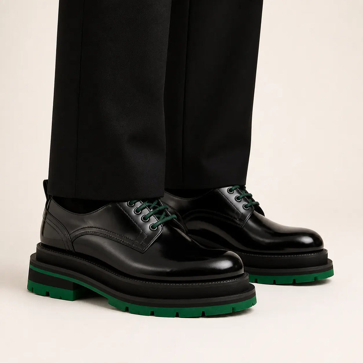 Black Plain-Toe Calf Leather Derby Shoes