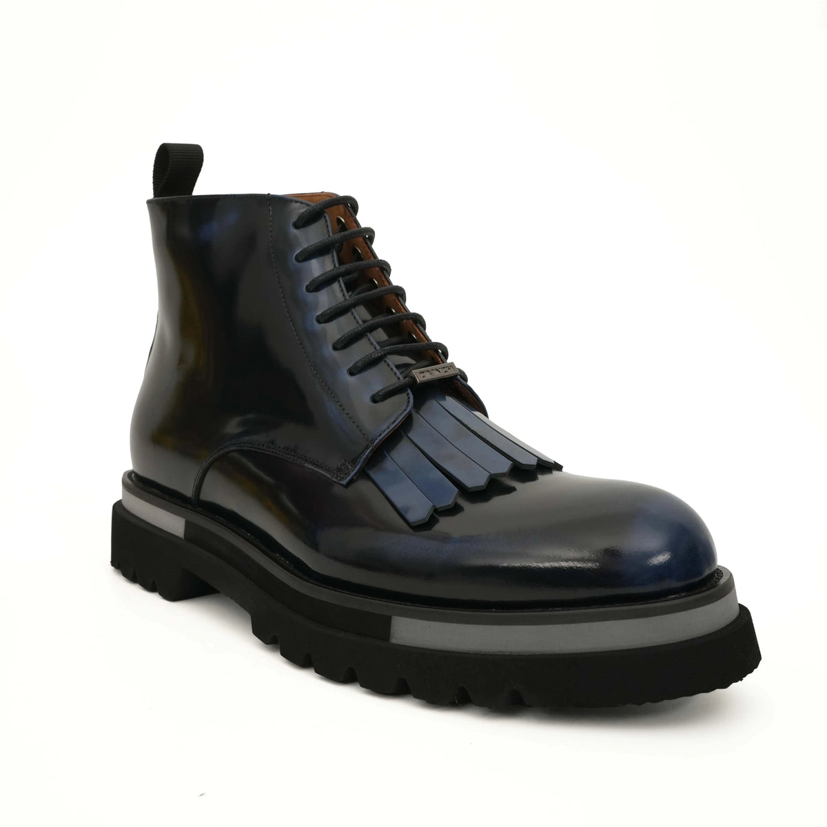 Black Plain-Toe Calf Leather Ankle Boots