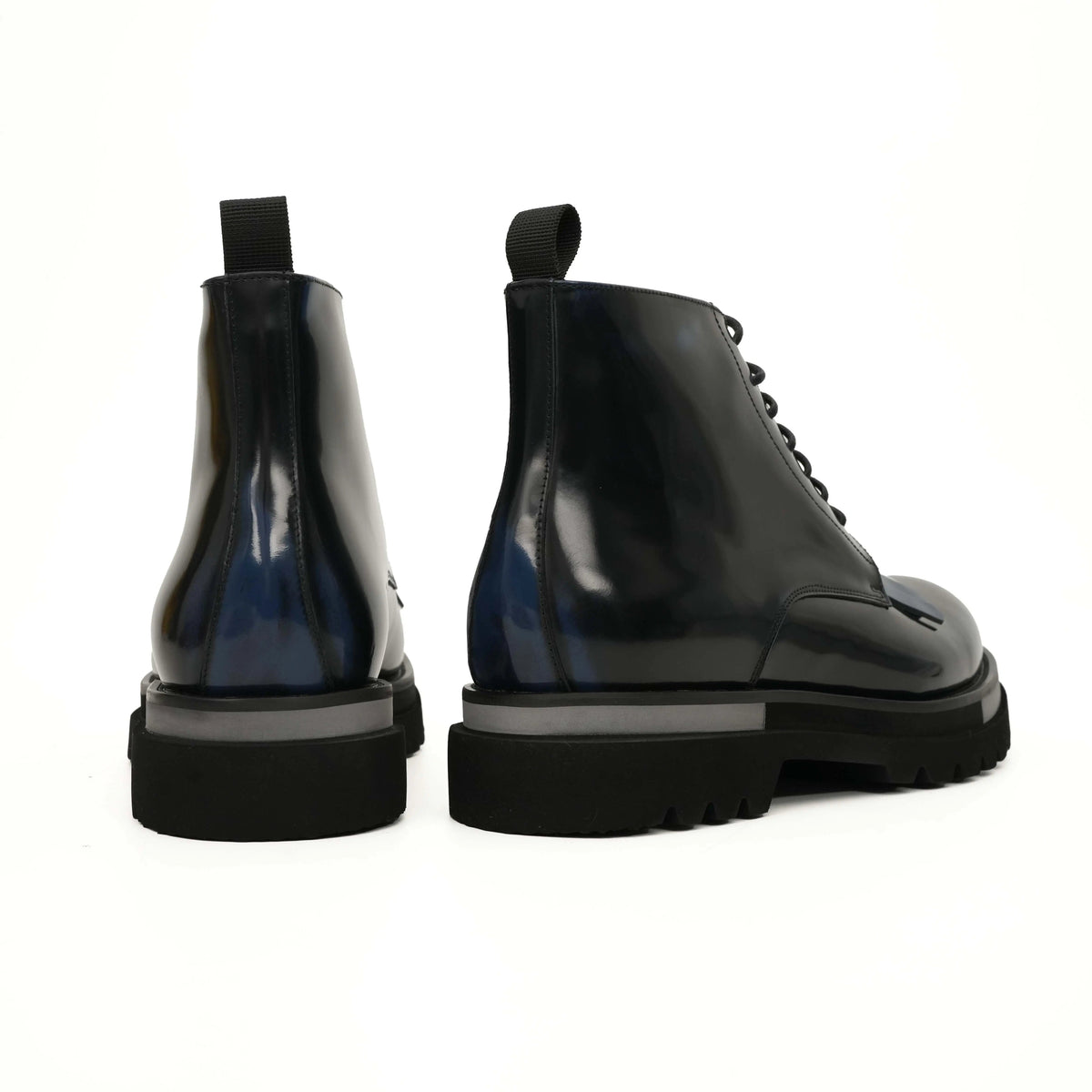 Black Plain-Toe Calf Leather Ankle Boots