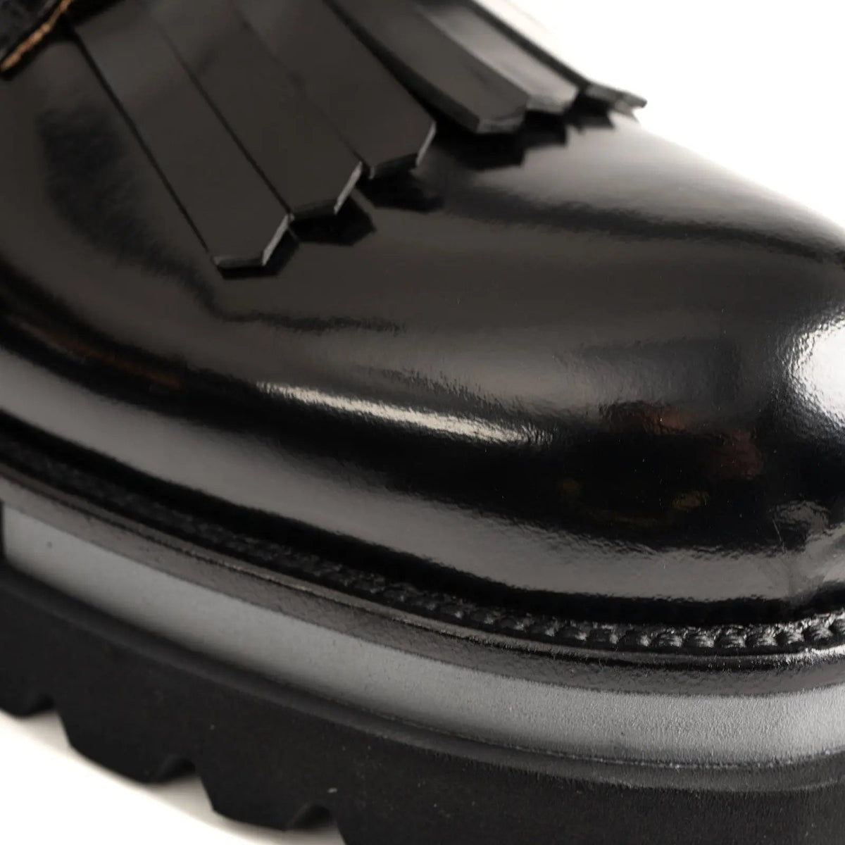 Black Kiltie Calf Leather Derby Shoes