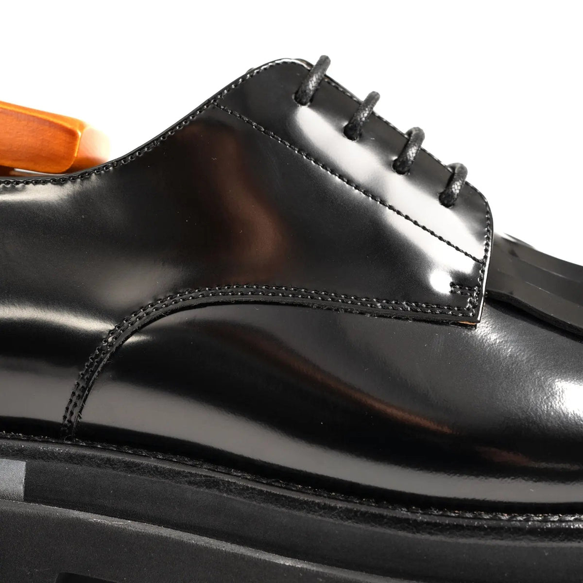 Black Kiltie Calf Leather Derby Shoes