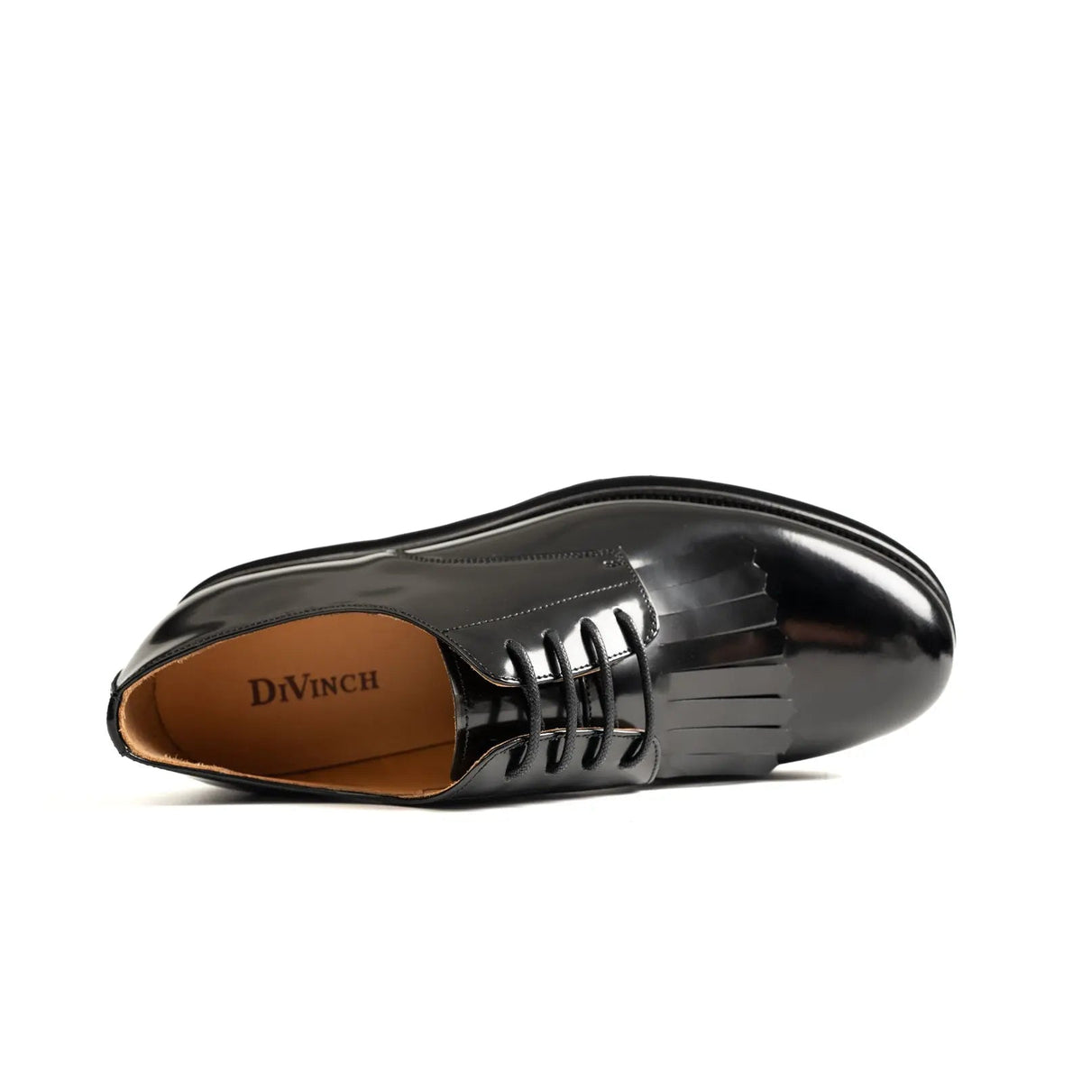 Black Kiltie Calf Leather Derby Shoes
