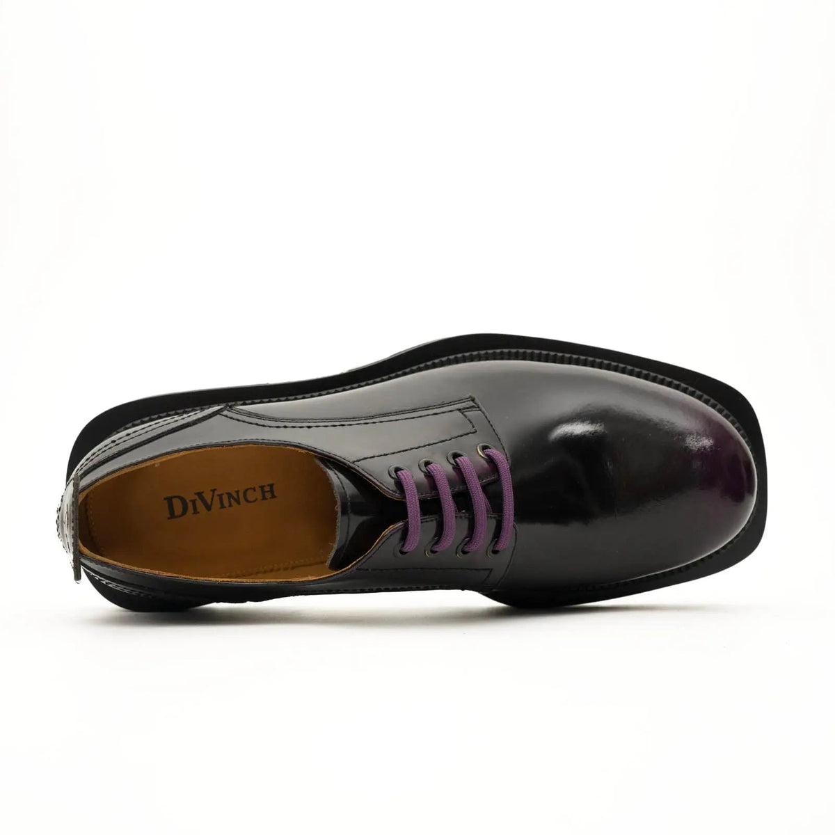 Purple Plain-Toe Calf Leather Derby Shoes