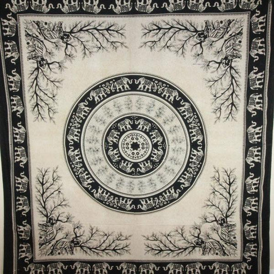 Tiger Elephant Mandala Tapestry Boho Wall Hanging Large