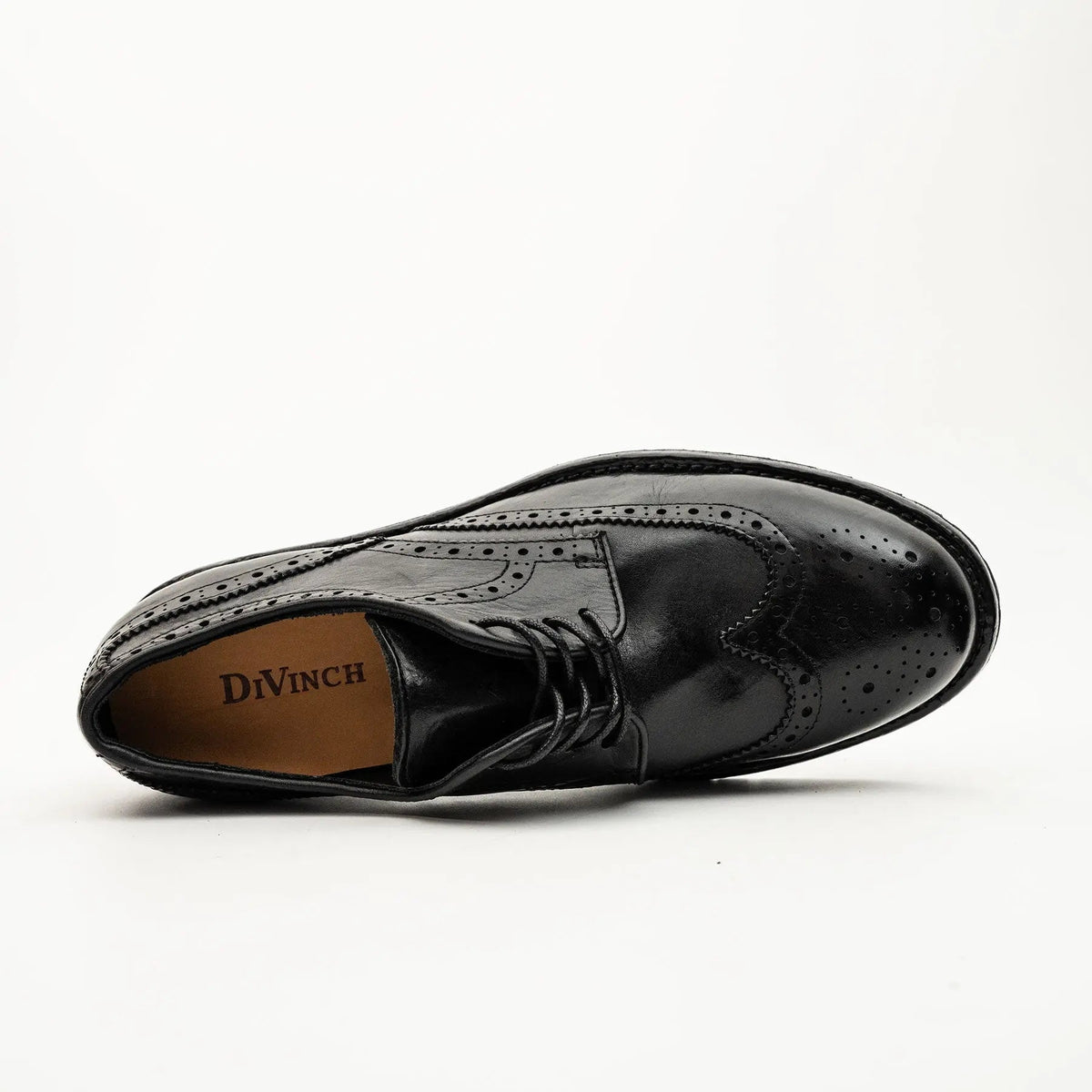 Black Wingtip Calf Leather Derby Shoes