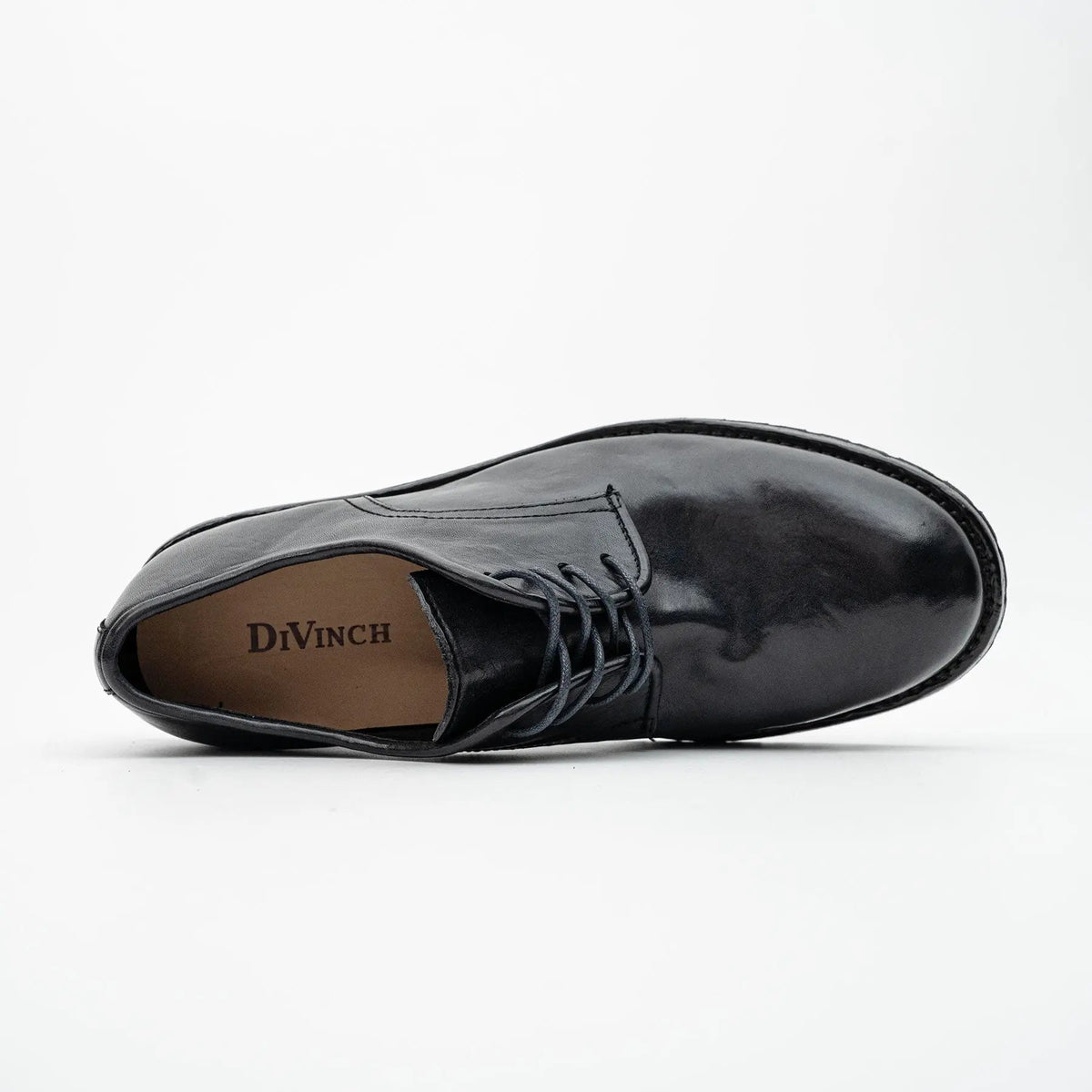 Midnight Navy Plain-Toe Calf Leather Derby Shoes