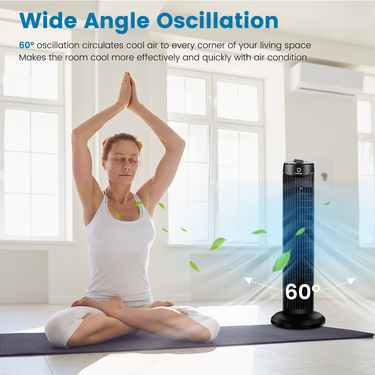 Fantask 35W 28 Inch Quiet Bladeless Oscillating Tower Fan