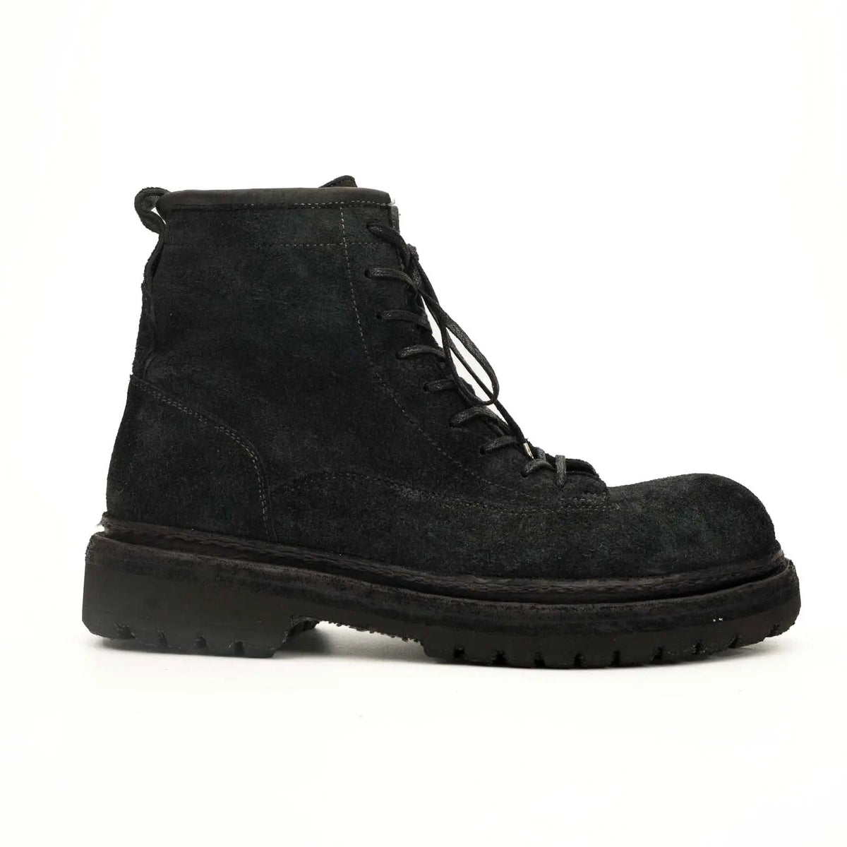 Black Horsehide Lace-Up Boots