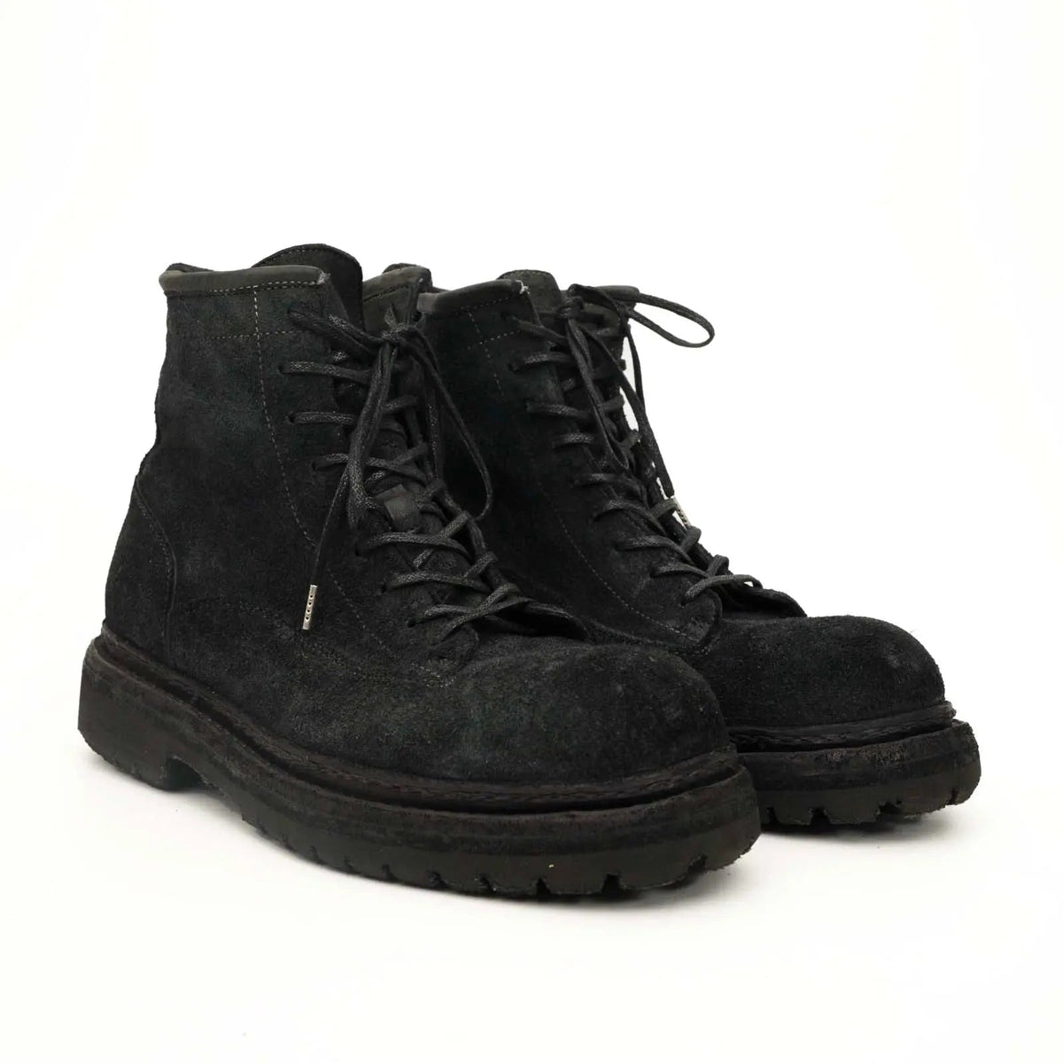 Black Horsehide Lace-Up Boots