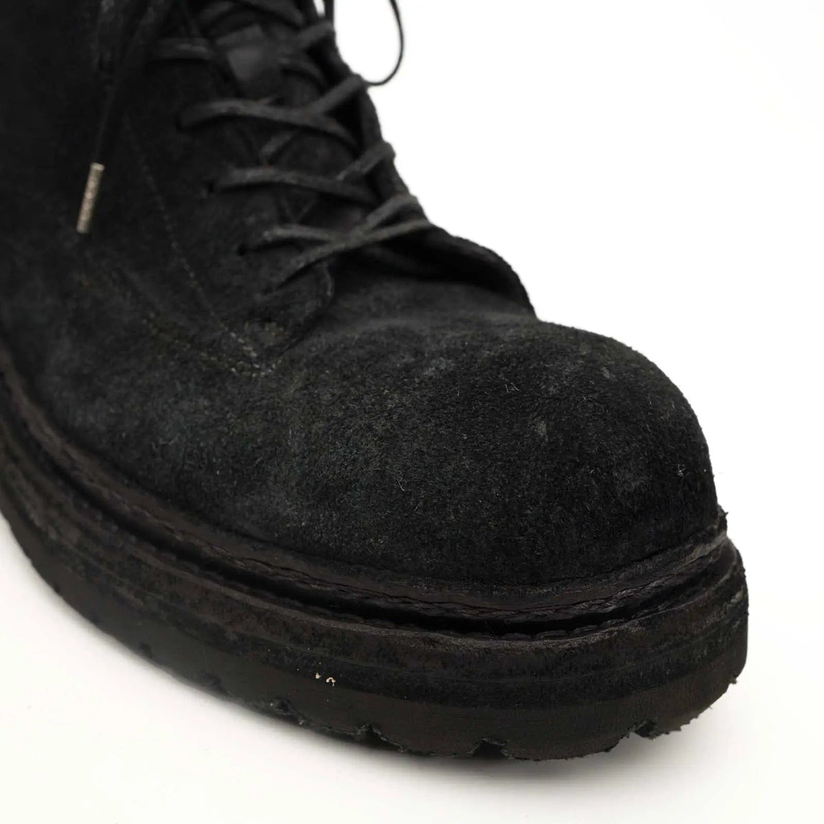 Black Horsehide Lace-Up Boots