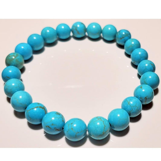 8mm Blue Howlite Bead Stretch Bracelet For Women And Men