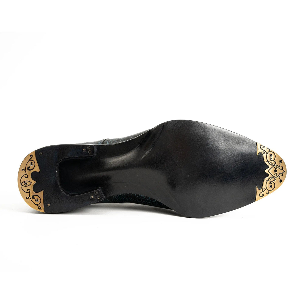 Blue Apron-Toe Crocodile Leather Derby Shoes