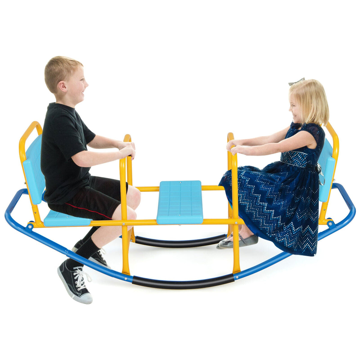 Outdoor Kids Seesaw Swivel Teeter for 3 to 8 Years Old-Blue