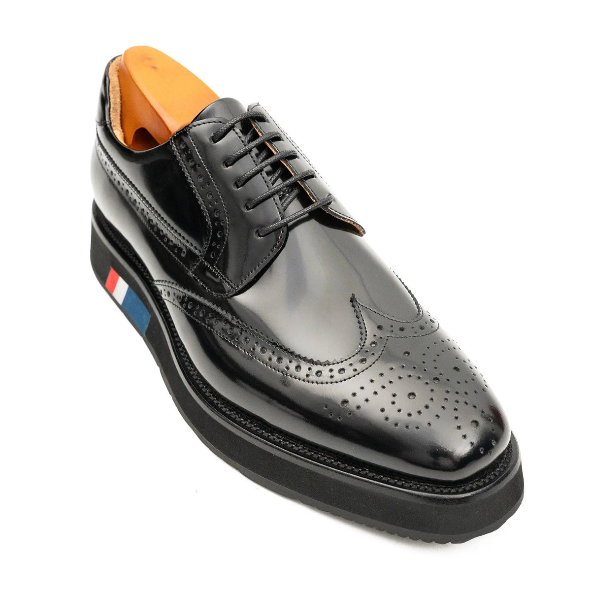 Black Wingtip Calf Leather Derby Shoes